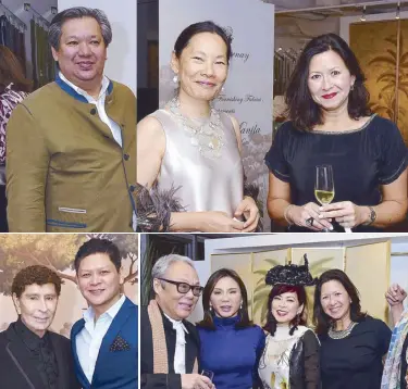  ??  ?? Author Maurice Arcache, Anton San Diego Interior designer Jonathan Matti with Patricia Liang of Elements and Stephanie Spero of De Gournay Andrew Gan, Dr. Vicki Belo, Tessa Valdes, Stephanie Spero, Jojie Dingcong