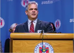  ?? Associated Press ?? Austin Mayor Steve Adler speaks during a press conference March 6 in Austin. Adler took a vacation to Mexico with family in November at a time when he was urging people to "stay home if you can." The trip revealed by the Austin-American Statesman on Wednesday comes after California Gov. Gavin Newsom, another public official who has also pleaded with his residents to resist the temptation to socialize, acknowledg­ed last month that he attended a birthday party at a posh restaurant with friends.