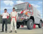  ??  ?? Hino Team Sugawara and the truck that will take on the 2013 Dakar Rally.