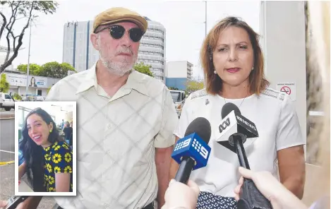  ?? Picture: KERI MEGELUS ?? Sabrina Di Lembo's parents, Lidia and Michael, outside court during the inquest into the death of their daughter, inset