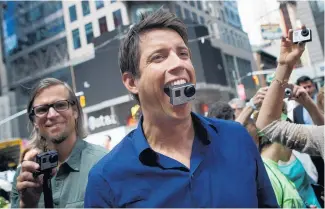  ?? Picture / Bloomberg ?? GoPro founder Nick Woodman celebrates the camera company’s listing in 2014.