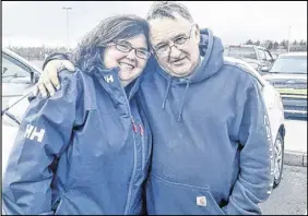  ?? CHRONICLE HERALD PHOTO ?? Becky Myers, 31, met her biological father Darryl Chetwynd for the first time at Halifax Stanfield Internatio­nal Airport on Friday.