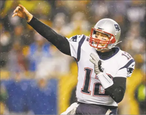  ?? Keith Srakocic / Associated Press ?? During Tom Brady’s tenure the Patriots are 6-1 against the Titans. He has 13 passing touchdowns and one intercepti­on in those games — his best touchdown to intercepti­on ratio against any opponent in his career.