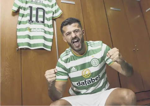  ??  ?? 0 Striker Albian Ajeti has joined Celtic from West Ham United and been given the No 10 shirt as Celtic chase ten in a row.