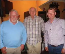  ??  ?? Ollie McGorman, John Smith and Michael McKeown at the Peadar’s Golf Society’s 25th anniversar­y held at Dundalk Golf Club.