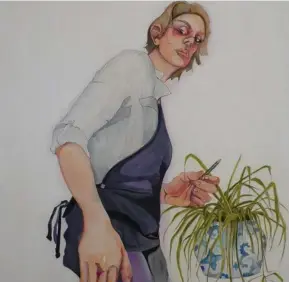  ??  ?? Self portrait with Spider Plant by Alice Rigby at Toowoomba Regional Art Gallery.