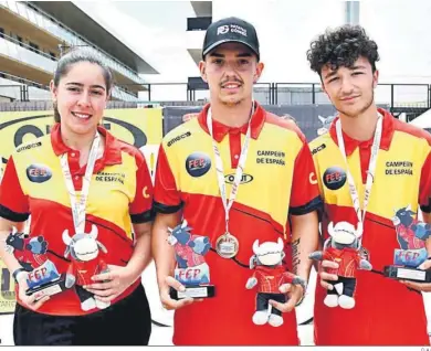  ?? D.A. ?? Sara Díaz, Jesús Escacho y Aarón González, los ganadores del último Campeonato de España.