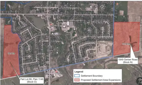  ??  ?? The proposed urban settlement area expansion in Wellesley.