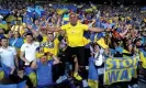  ?? Photograph: Andrew Milligan/PA ?? Ukraine supporters at Hampden Park will bring the same passion to Wembley.