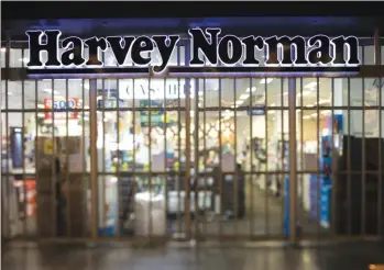  ?? BLOOMBERG ?? A shuttered Harvey Norman store in Sydney. All of HVN’s stores across the world were subject to lockdown measures on the orders of respective government­s