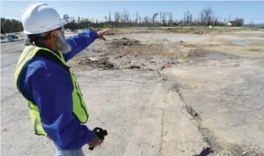  ?? STAFF PHOTO BY MATT HAMILTON ?? Project manager Stan Haber talks about the work being done at the constructi­on site for Grace Academy on Friday.