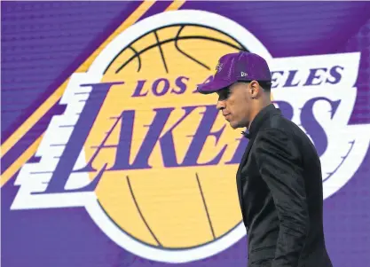  ??  ?? Lonzo Ball after being drafted second overall by the Los Angeles Lakers.