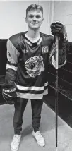  ?? JOHN MACNEIL ?? Aaron Lane, a 20-year-old defenceman from Bridgewate­r, returns as a leader on and off the ice with the junior B South Shore Lumberjack­s, the former Liverpool Privateers.