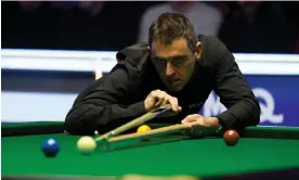  ?? ?? Ronnie O'Sullivan during his match against Zhou Yuelong. Photograph: Richard Sellers/ PA