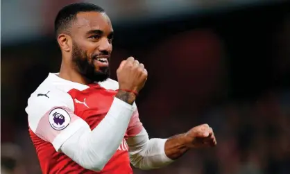  ??  ?? Arsenal’s Alexandre Lacazette is free to face Rennes in the second leg of the last-16 Europa League tie after his suspension was reduced on appeal. Photograph: Ian Kington/AFP/Getty Images