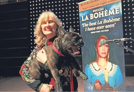  ??  ?? Manager of the Caird Hall, Susan Gillan with two-year-old French bulldog Sunnie.