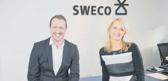  ??  ?? Sweco’s newappoint­ments Andy King and Jen Hamilton.