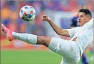  ?? Aaron Doster-USA TODAY Sports ?? Atlanta United defender Ronald Hernandez plays the ball against FC Cincinnati in the first half July 21 in Cincinnati.