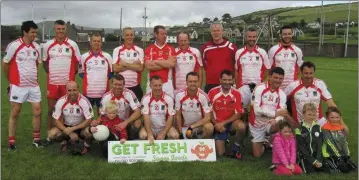  ??  ?? The West Kerry Team that played in the final of the Tommy Griffin Over 35 Tournament in Páirc an Ághasaigh on Saturday. Back: Jim Kelliher, Aodán Mac Gearailt, Gene Farrell, Paddy Barrett, Denis Devane, John Hickson, Diarmuid Murphy, Seán Dorgan, Liam...