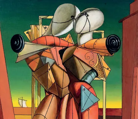  ??  ?? Metafisica Giorgio De Chirico, «Ettore e Andromaca» (1917, Galleria Nazionale) simbolo dello smarriment­o moderno