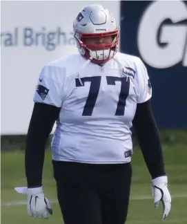  ?? NAncy LAnE / HErALd StAFF FILE ?? NOT AVAILABLE: Right tackle Trent Brown was ruled out for Sunday’s game in Houston with a calf injury. The Patriots will also be without right guard Shaq Mason, who has an abdomen injury.