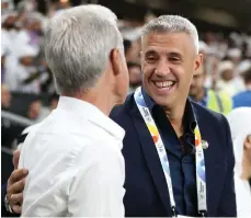  ?? Chris Whiteoak / The National; Getty Images ?? Al Ain manager Hernan Crespo, above, saw his team beat Al Nassr 1-0 last week as Cristiano Ronaldo, right, drew a blank in the Garden City