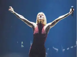  ?? JACQUES BOISSINOT AP ?? Singer Celine Dion during her first World Tour in 2019. Her tour this year was second on the list for highest-grossing tour before live events were shut down.