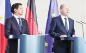  ?? / PRESIDENTI­AL COMMUNICAT­IONS OFFICE FB PAGE ?? PRESIDENT Ferdinand Marcos Jr. (left) and German Chancellor Olaf Scholz speak during a joint press conference in Berlin on Tuesday, March 12, 2024.