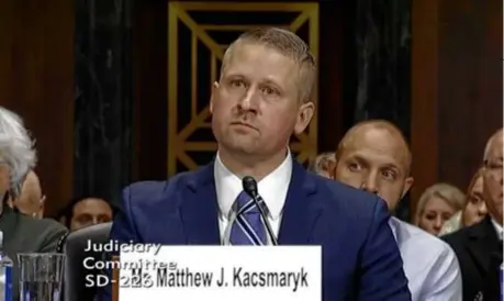  ?? U.S. SENATE JUDICIARY COMMITTEE/NEW YORK TIMES ?? Donald Trump nominee Matthew Kacsmaryk during the nomination hearing to the federal judiciary at the US Capitol in Washington, on Dec. 13, 2017.