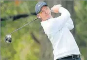  ?? AFP ?? Paul Casey plays a shot from the 13th tee during the third round of the Pebble Beach Pro-am golf tournament on Saturday.