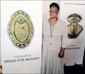  ?? ?? Ipeleng Mazabane accepted the Mendi award for bravery on behalf of her son. Picture: Supplied