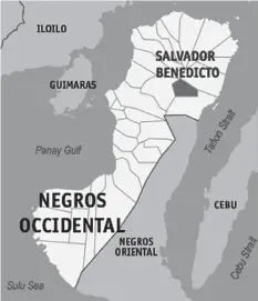  ??  ?? Location map of Salvador Benedicto town in Negros Occidental.