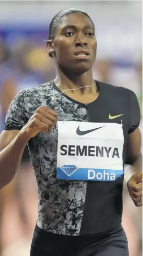  ?? (Photo: AFP) ?? South Africa’s Caster Semenya competes in the women’s 800m during the IAAF Diamond League competitio­n in Doha on Friday.