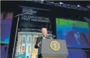  ?? REUTERS ?? US President Joe Biden speaks during the annual White House Correspond­ents Associatio­n Dinner in Washington.