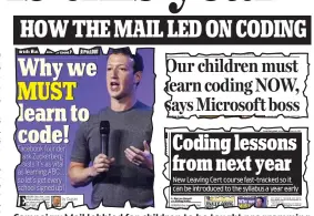  ??  ?? Campaign: Mail lobbied for children to be taught programmin­g