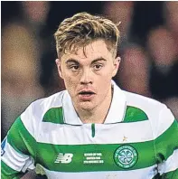  ?? Pictures: SNS. ?? Left: Kieran Tierney reacts after being struck by Aberdeen striker Jayden Stockley’s flailing arm in the Scottish Cup final. The Celtic star, who made his Scotland debut against Canada last year, top, hopes to be playing alongside Hoops team-mate James Forrest, above, at Hampden next weekend.