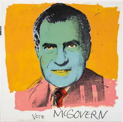  ??  ?? En la pág. opuesta, Sky Garden from Stoned Moon Series, litografía en color y serigrafía de Robert Rauschenbe­rg, 1969. © The Trustees of the British Museum. © Robert Rauschenbe­rg, VEGAP, Barcelona, 2020. Junto a estas
líneas, Vote Mcgovern, serigrafía en color de Andy Warhol, 1972. © The Trustees of the British Museum. © 2020 The Andy Warhol Foundation for the Visual Arts, Inc. / VEGAP.