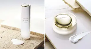  ??  ?? Kanebo The Exceptiona­l is a complete skincare routine in only three steps: The cooling Lotion, moisturizi­ng Emulsion, and potent anti-aging Cream, available at Rustan’s The Beauty Source.