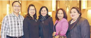  ??  ?? (From left) Arnold Gonzales, Margie Munsayac, Fe Reyes, Fe Abling Yu and Christine Ibarreta.