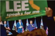  ?? Lezlie Sterling/Associated Press ?? Barbara Lee got the most delegate votes for U.S. Senate at the state Democratic Party convention.