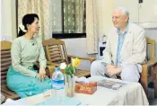  ??  ?? Historical moment: John Simpson interviews Aung San Suu Kyi the day following her release after seven years from house arrest