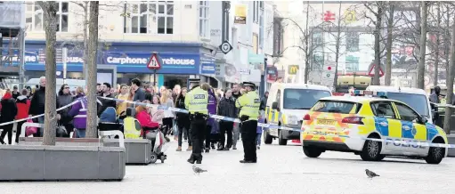  ?? Jason Roberts ?? ● Police at the incident on Church Street, Liverpool.