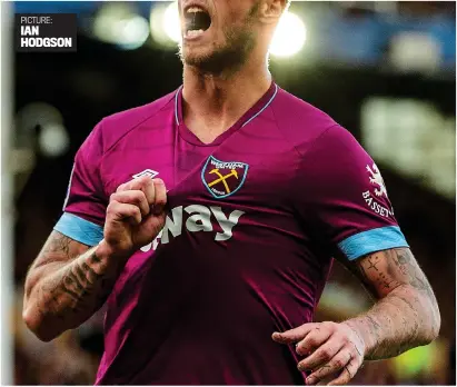  ?? PICTURE: IAN HODGSON ?? The ego has landed: Marko Arnautovic celebrates his strike against Everton last Sunday