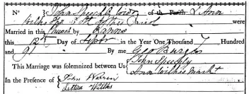  ??  ?? The marriage entry for Ann’s parents – her father was widowed when Ann died in 1809