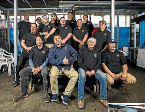  ?? ANDY MACDONALD/ STUFF ?? Hone Tipene (front in blue) is using his company Tuarā Civil to help Māori reconnect with their heritage.