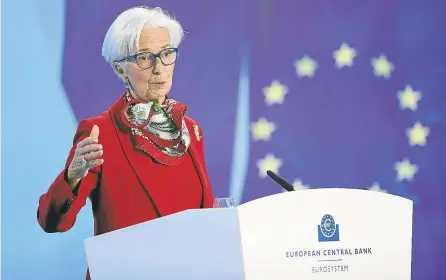  ?? FRIEDEMANN VOGEL / EFE ?? La presidenta del Banco Central Europeo, Christine Lagarde, en la rueda de prensa ofrecida ayer.