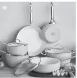  ?? ?? ❺
ENGINEERED for high performanc­e, this 10-piece greenpan Padova Pro Blue Haze Ceramic Cookware Set brightens your kitchen in an irresistib­le shade of blue created exclusivel­y for Crate & Barrel.