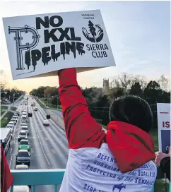  ?? NATI HARNIK / THE ASSOCIATED PRESS / THE CANADIAN PRESS ?? Opponents of the Keystone XL pipeline have vowed to continue the fight against the plan after it was approved in Nebraska on Monday. The decision could open the door to more legal challenges.