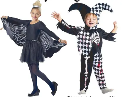  ??  ?? Spread your wings and fly. This jester-inspired costume is available at Toy Kingdom.