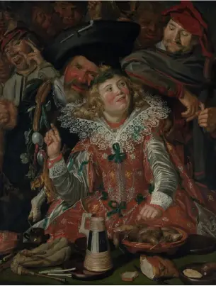  ??  ?? Below (left), Merr ymakers at Shrovetide (1616–
17) by Dutch painter, Frans Hals, and bequeathed
to the Met by Benjamin Altman. Below (right), an outfit y Yves Saint
Laurent for Dior (1958). To the right,
a work featured in the Play It Loud: Instrument­s of Rock
& Roll exhibition.